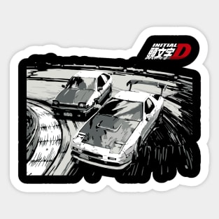 initial d drift tandems Corolla AE86 vs FC RX-7 Sticker